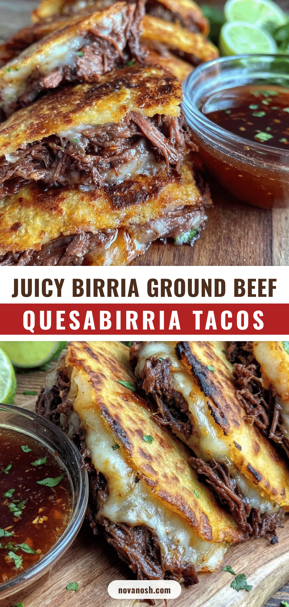 birria-style ground beef quesabirria tacos recipe