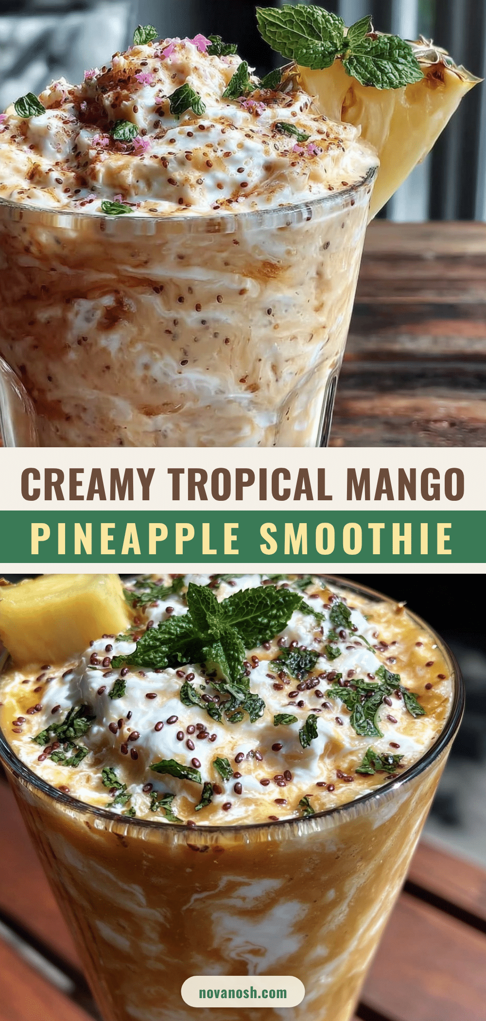 creamy mango pineapple tropical protein smoothie recipe
