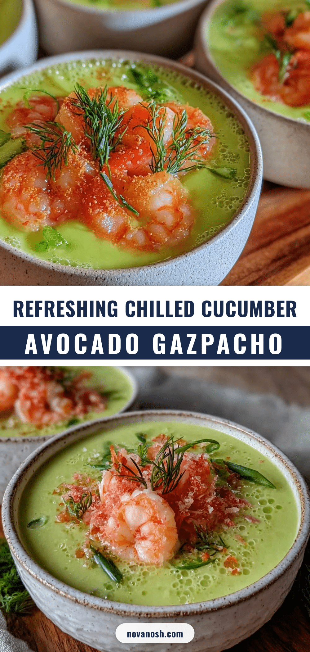 fresh chilled cucumber avocado gazpacho with pickled shrimp recipe