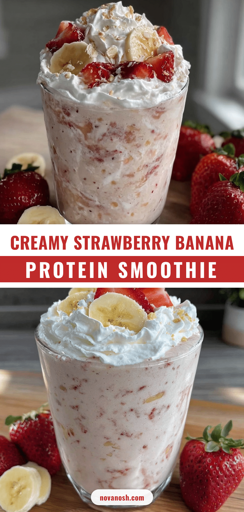 healthy strawberry banana protein smoothie recipe