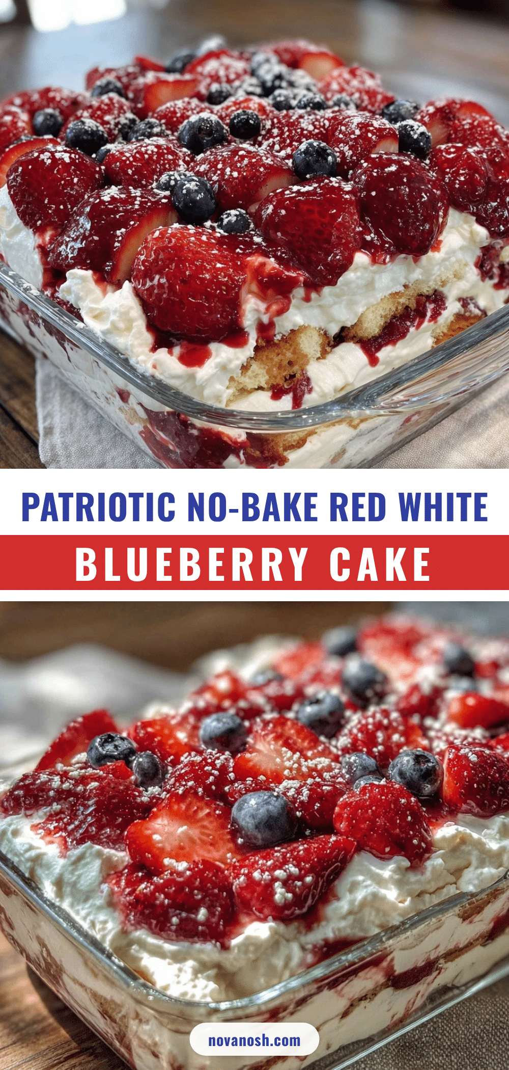 red white and blueberry flag icebox cake recipe