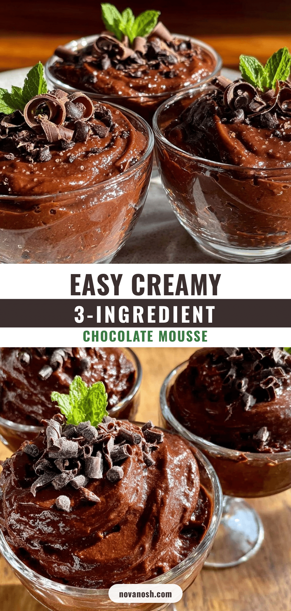 easy creamy 3-ingredient chocolate mousse recipe