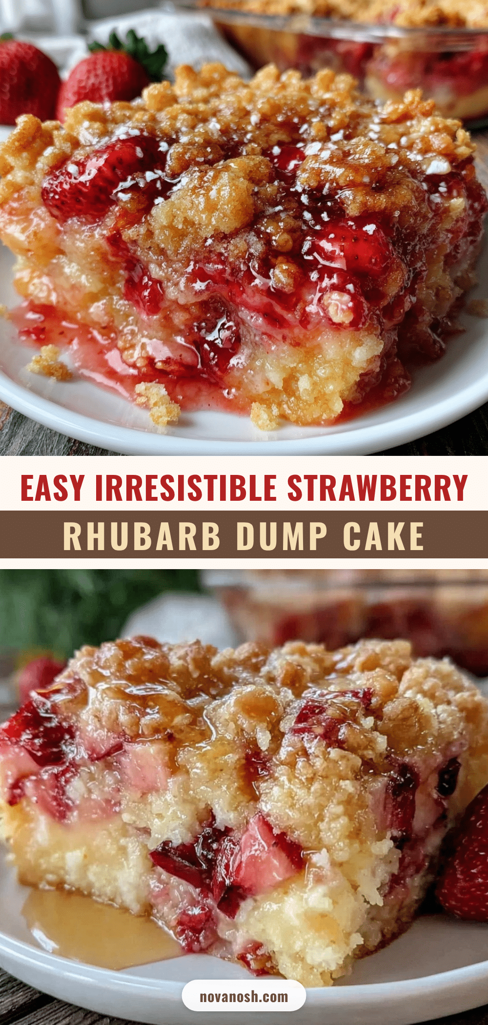 easy strawberry rhubarb dump cake recipe