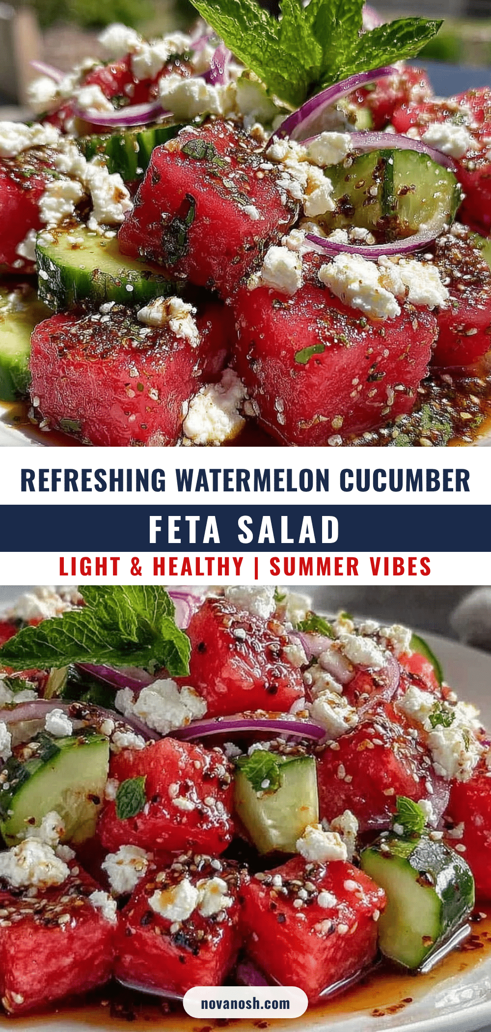 fresh watermelon cucumber feta salad recipe