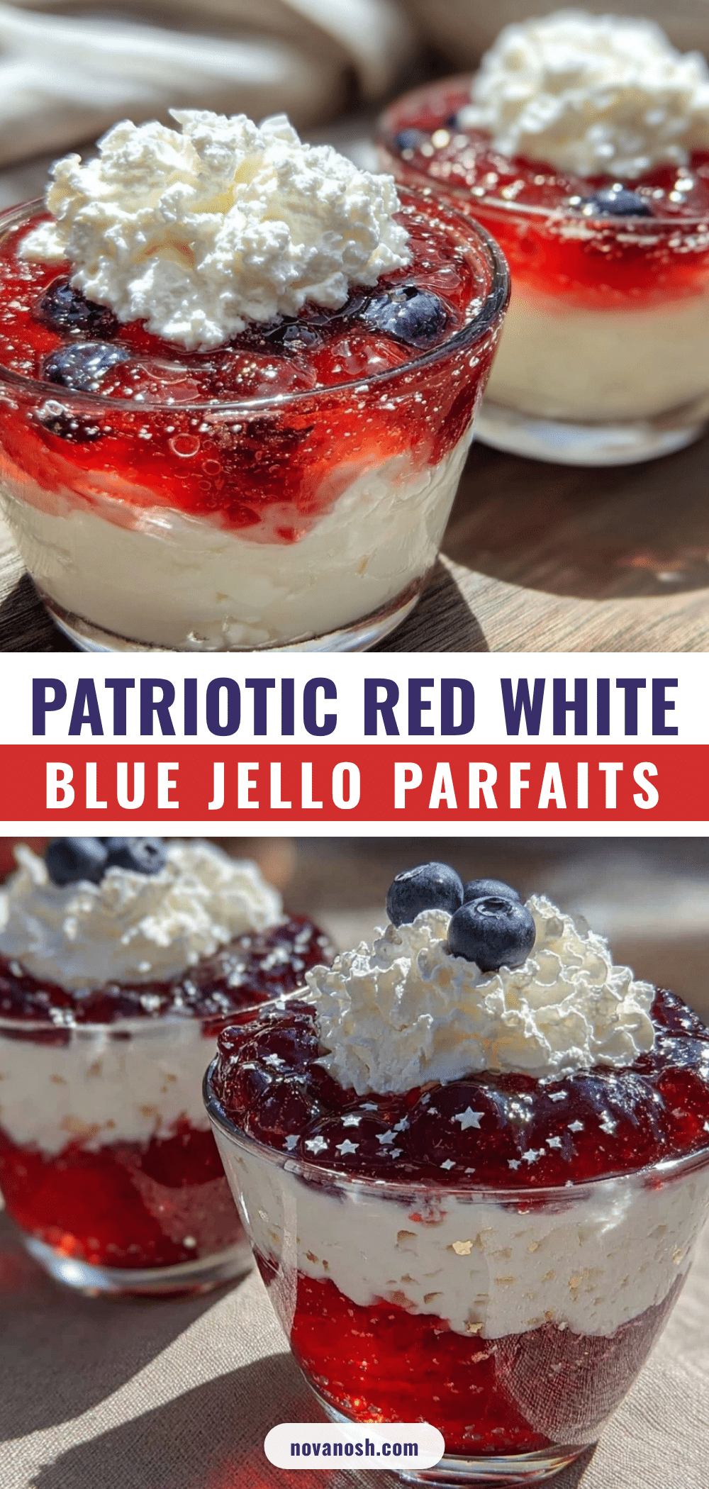 red white and blue jello parfait cups recipe