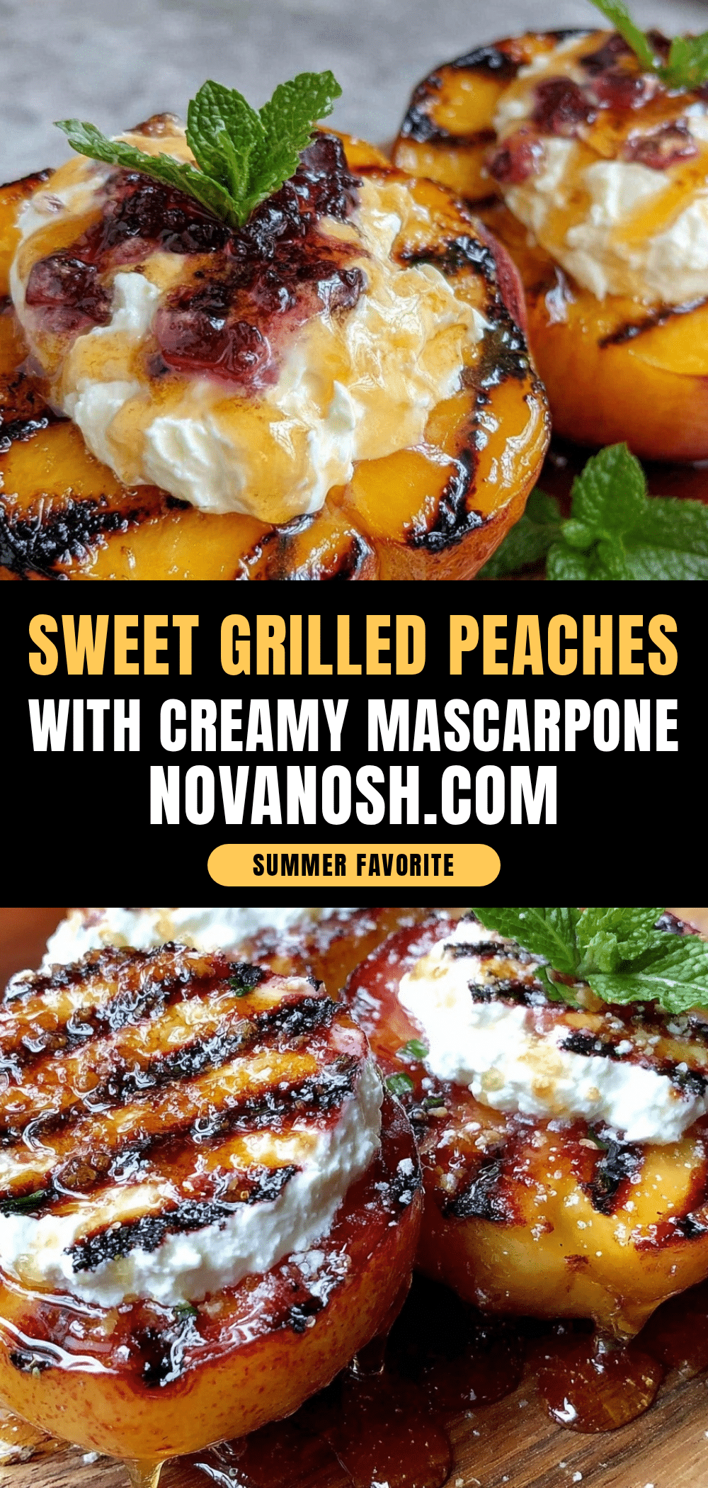 grilled peaches with creamy mascarpone and honey drizzle recipe