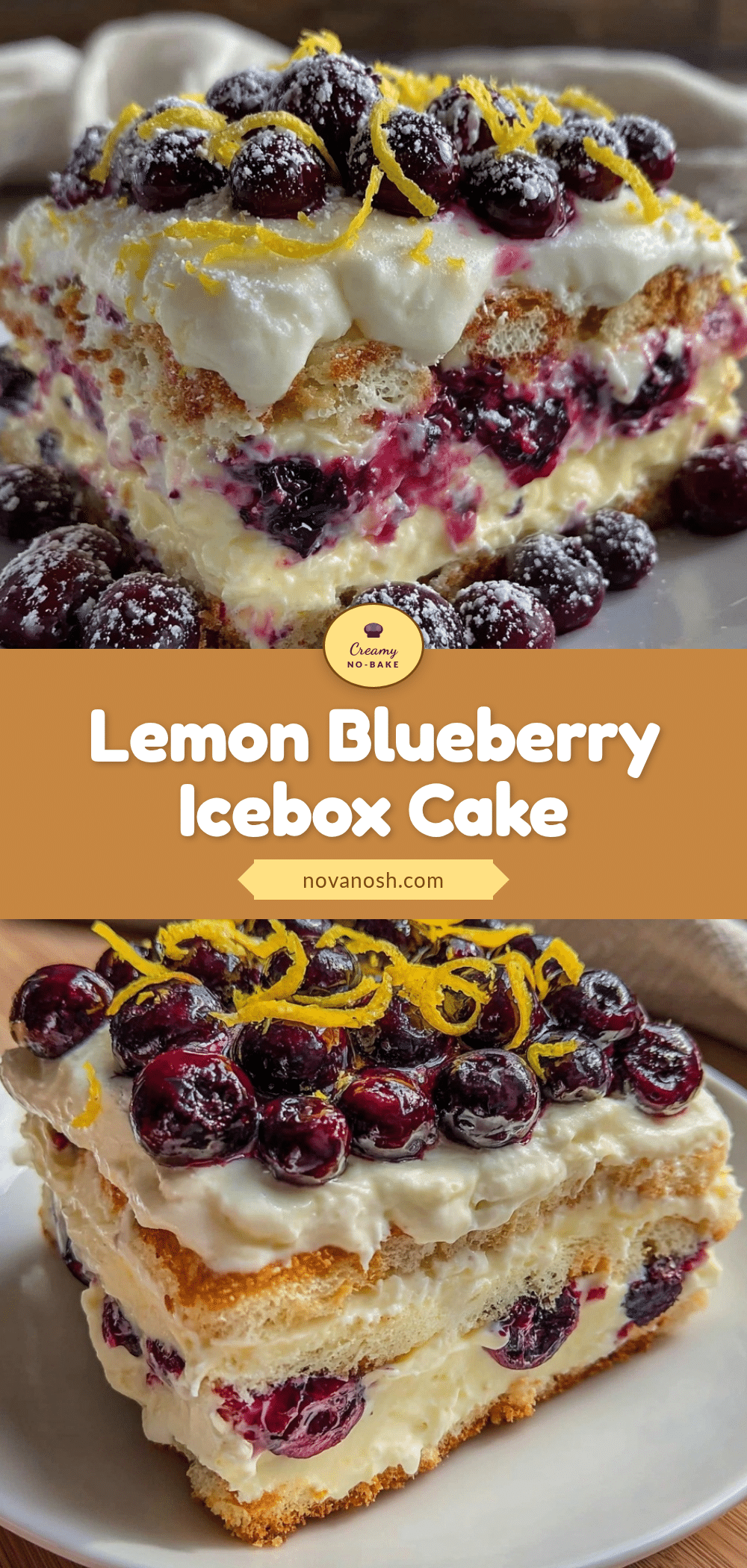 Creamy Lemon Blueberry Icebox Cake recipe