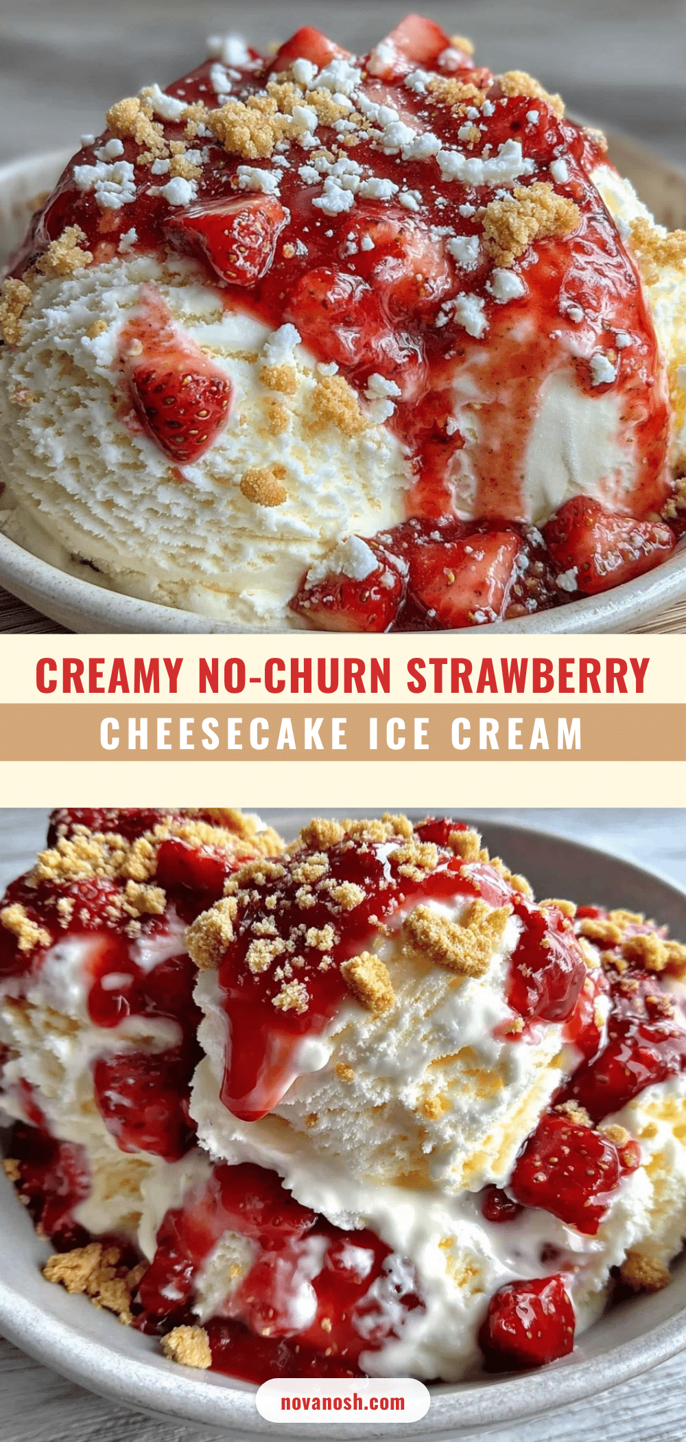 Creamy No-Churn Strawberry Cheesecake Ice Cream recipe