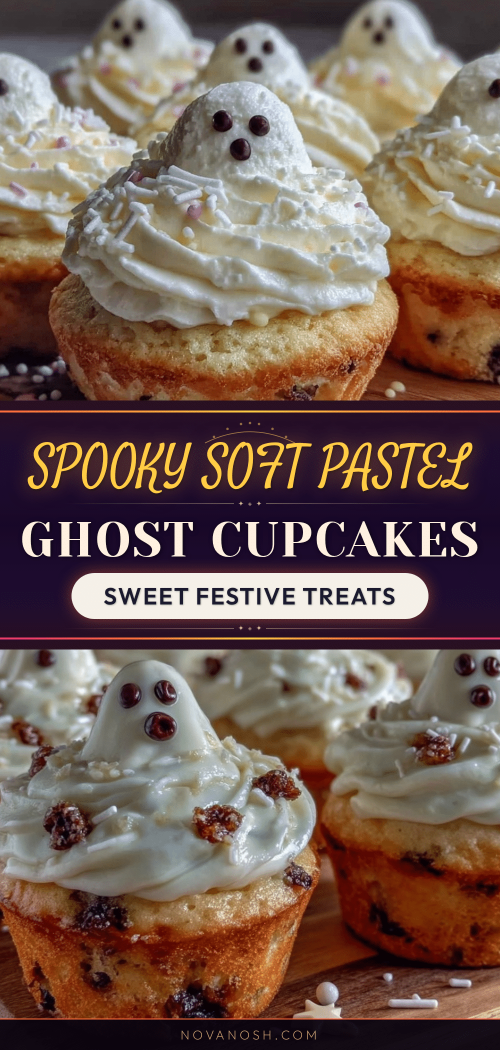 Creamy Pastel Halloween Ghost Cupcakes recipe