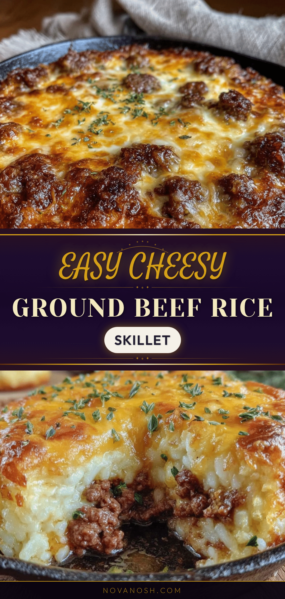 easy cheesy ground beef and rice skillet casserole recipe