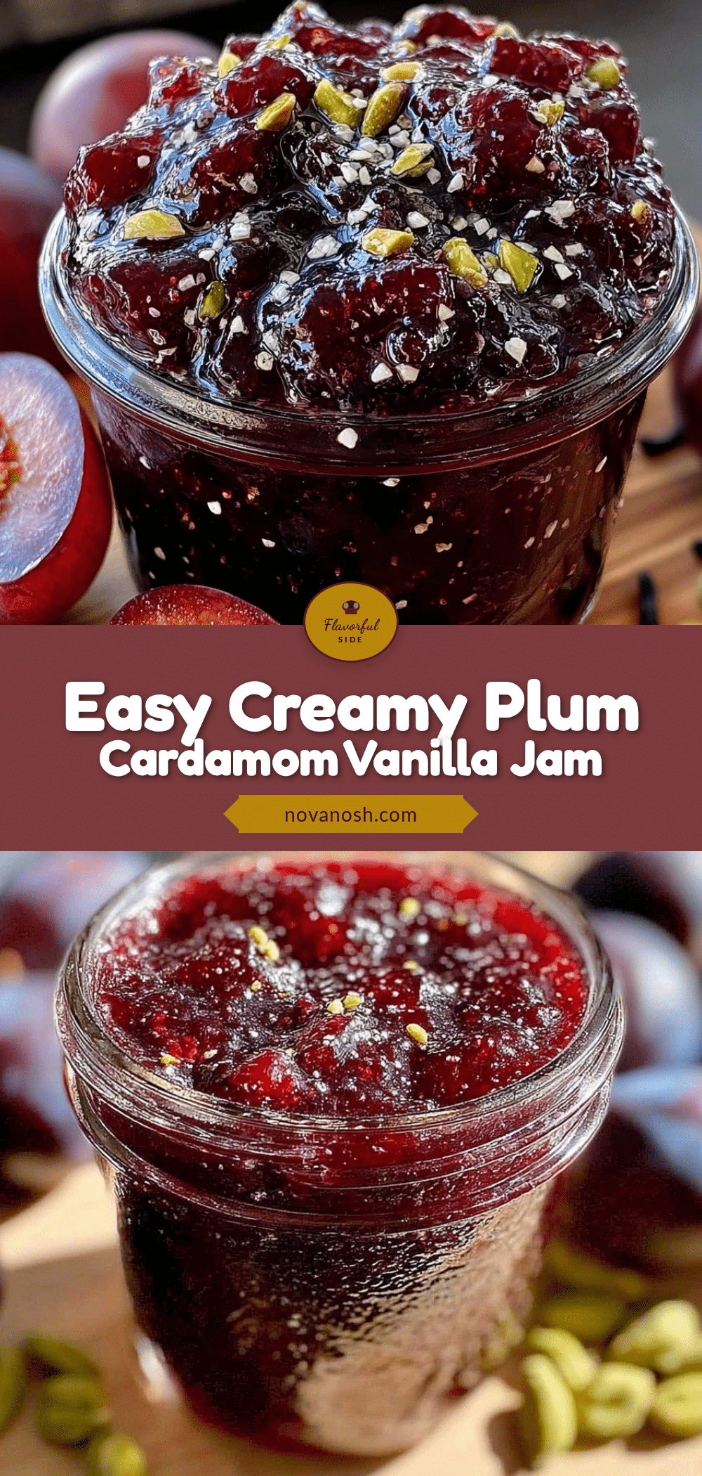 Easy Creamy Plum Cardamom Vanilla Jam recipe