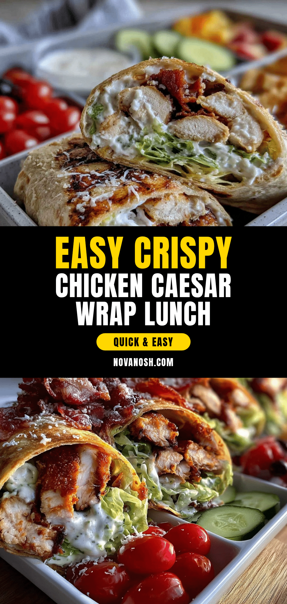 Easy Crispy Bento Box Chicken Caesar Salad Wrap recipe