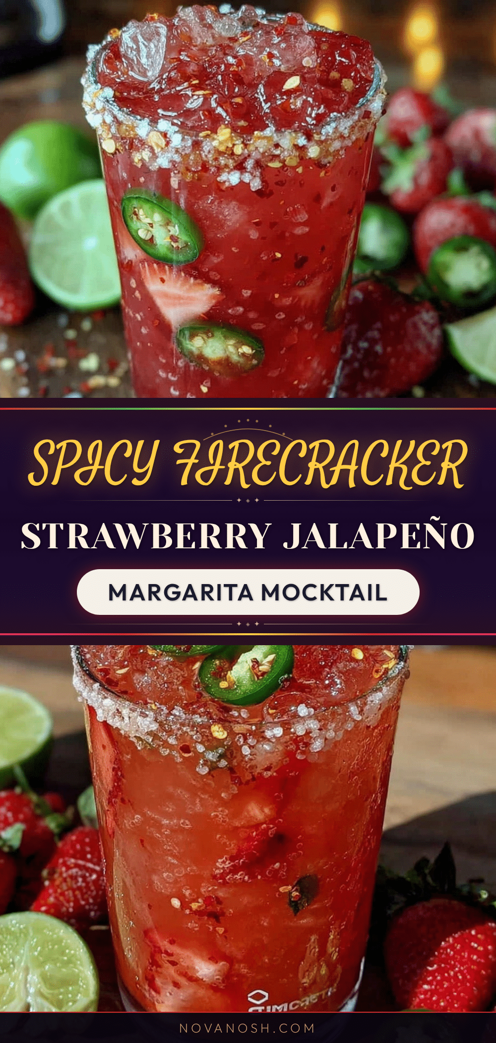 firecracker strawberry jalapeño margarita mocktail recipe