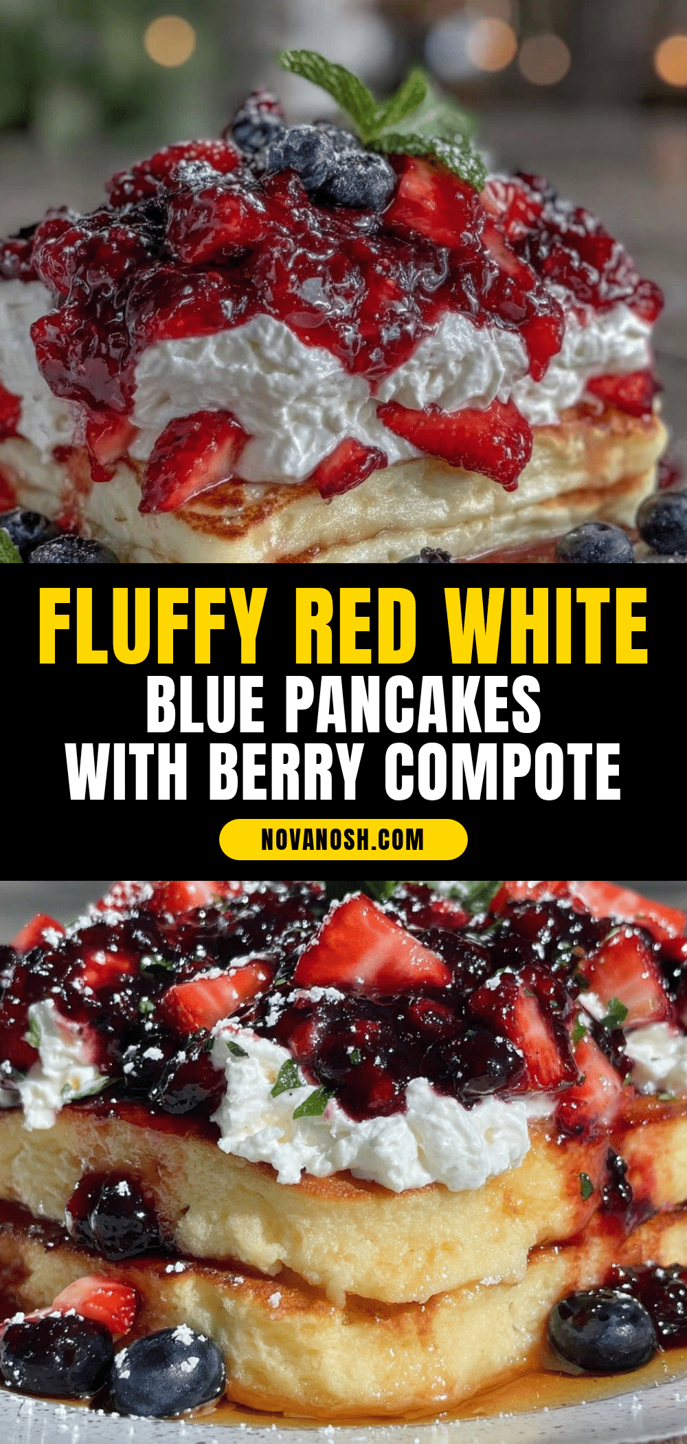 fluffy red white blue pancakes recipe