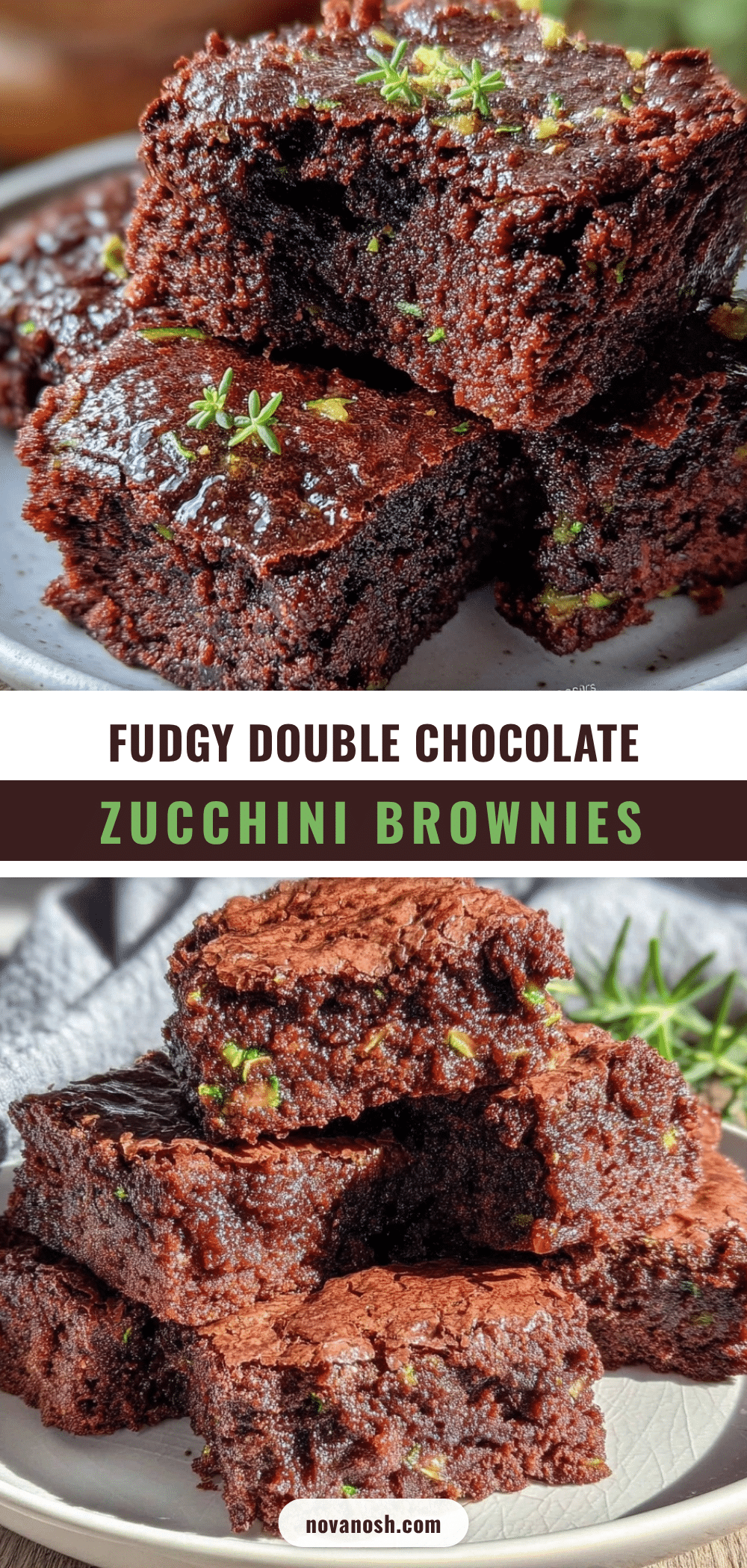 Fudgy Double Chocolate Zucchini Brownies recipe