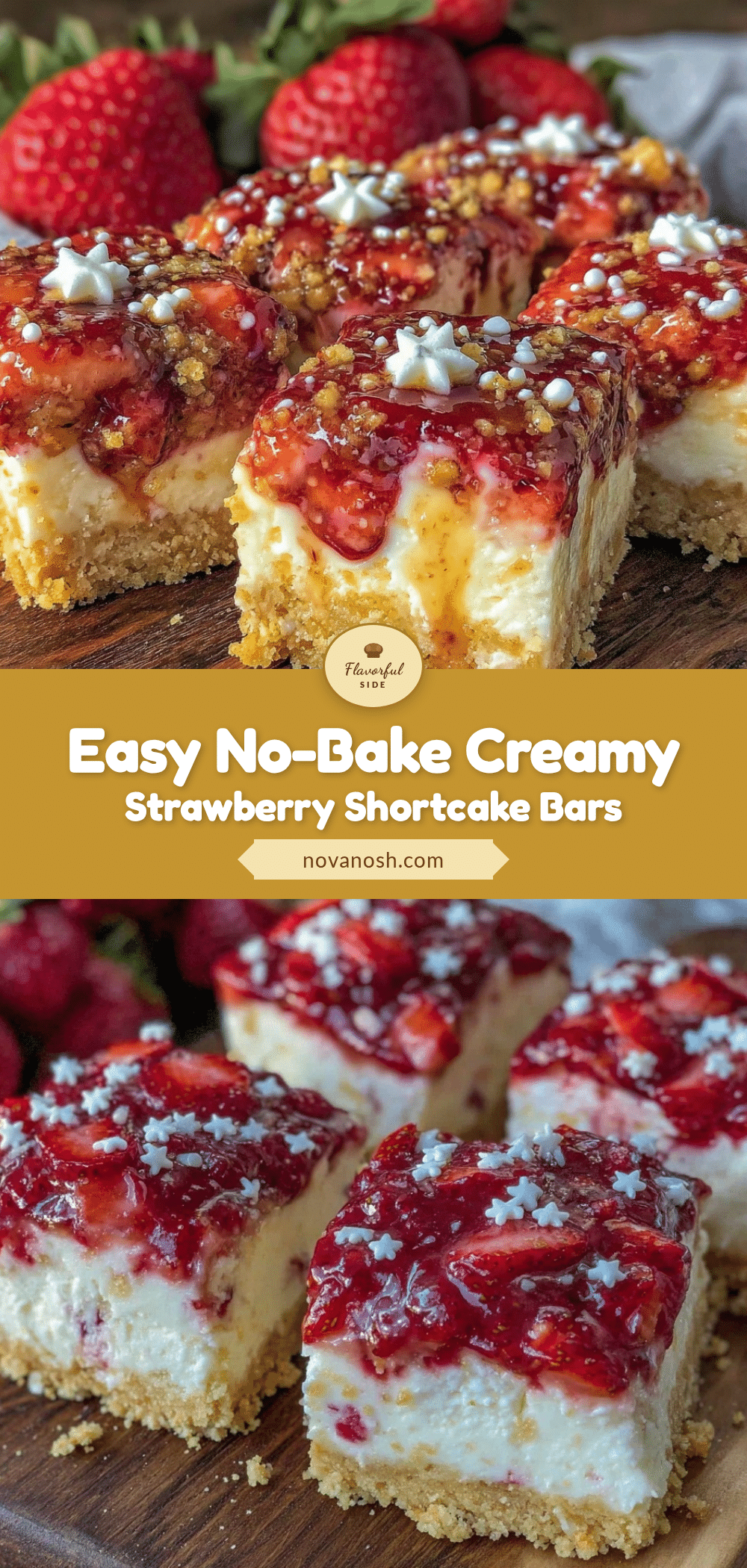 no-bake strawberry shortcake flag bars recipe