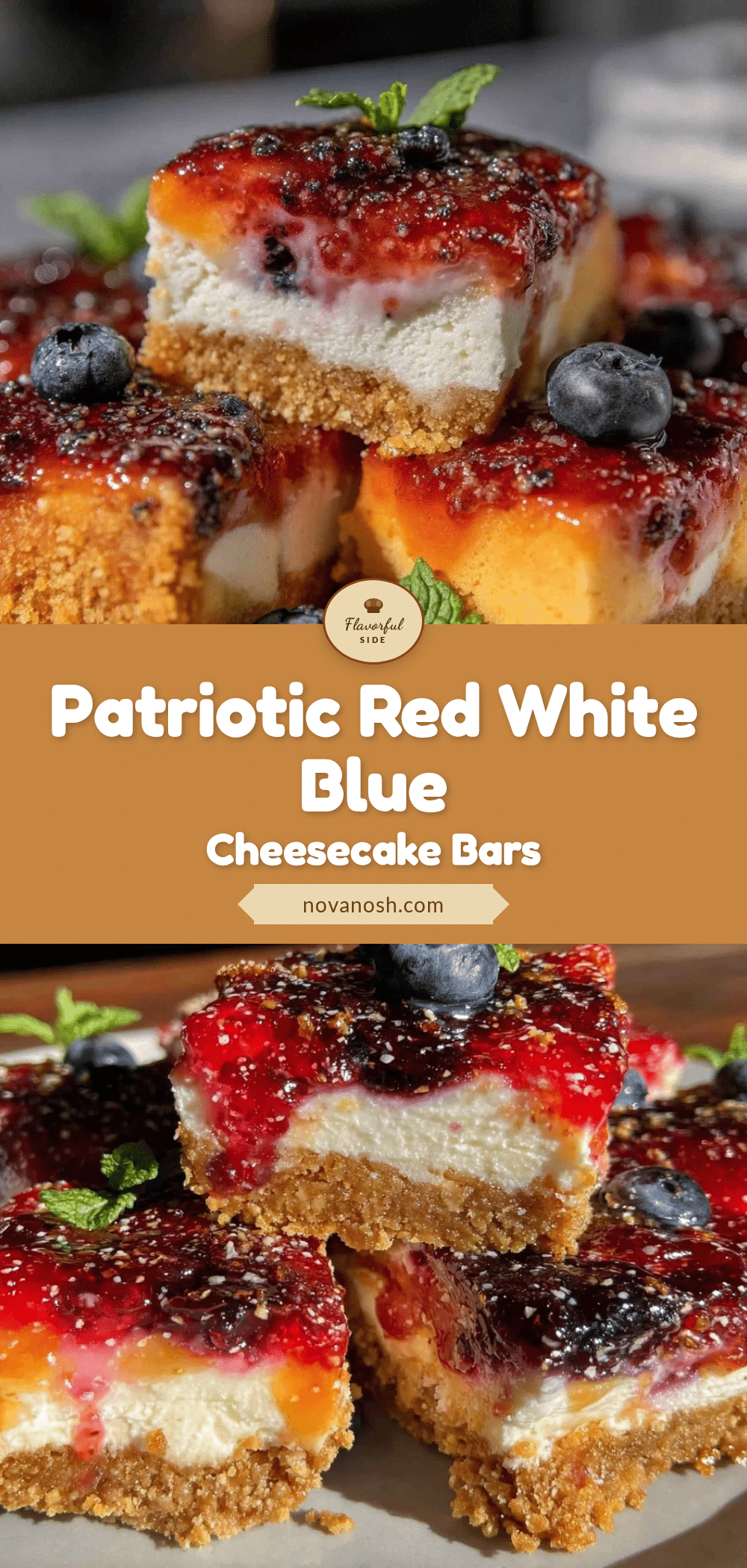 red white and blue layered cheesecake bars recipe