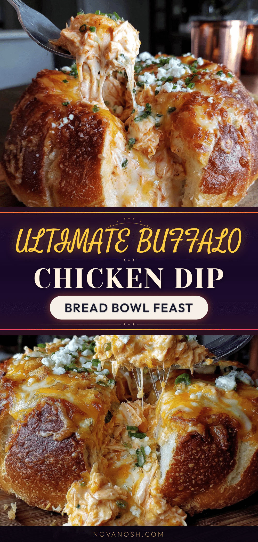 buffalo chicken dip stuffed bread bowl recipe