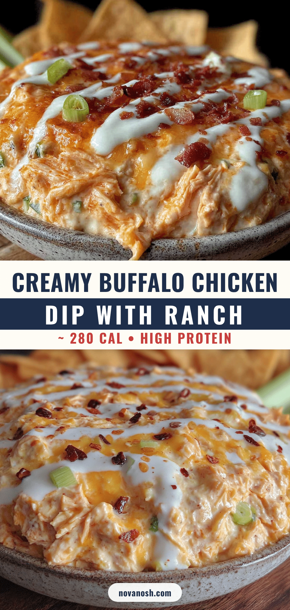 creamy buffalo chicken dip with ranch drizzle recipe