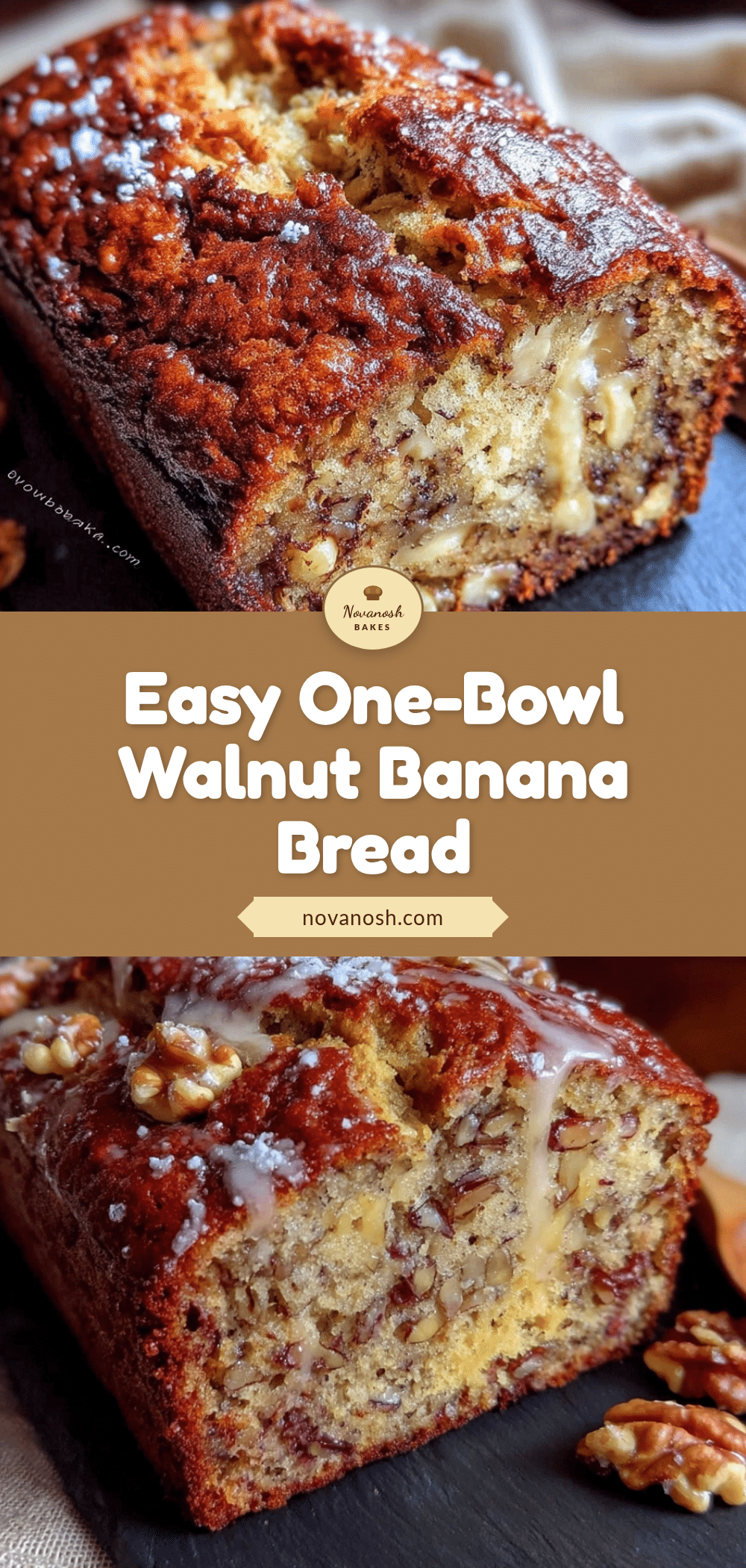 easy one-bowl banana bread with walnuts recipe