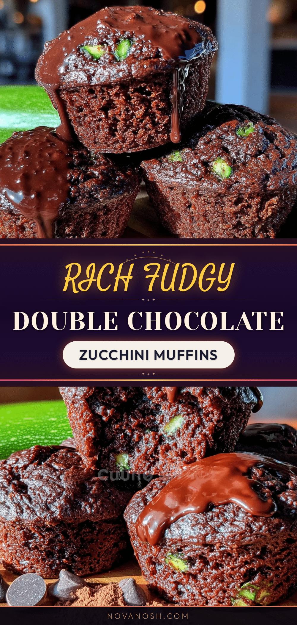 fudgy double chocolate zucchini muffins recipe