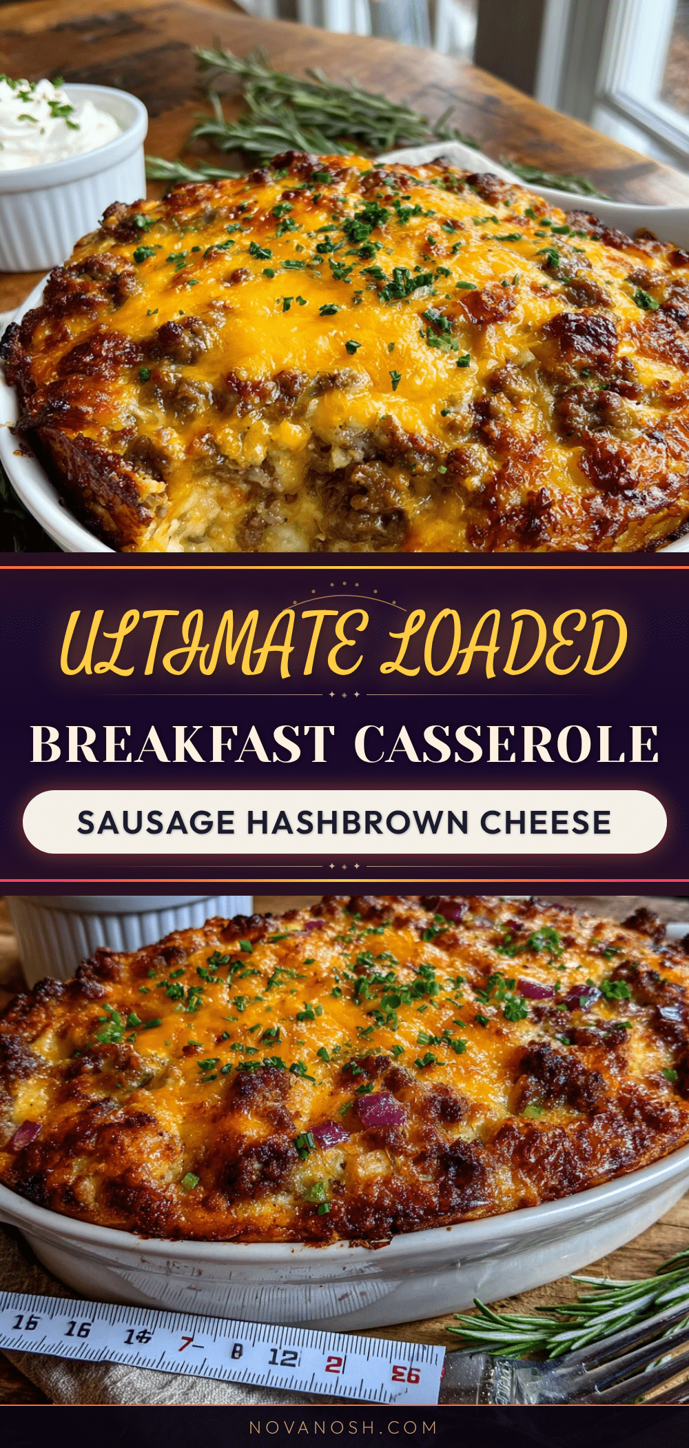 loaded breakfast casserole with sausage and hash browns recipe