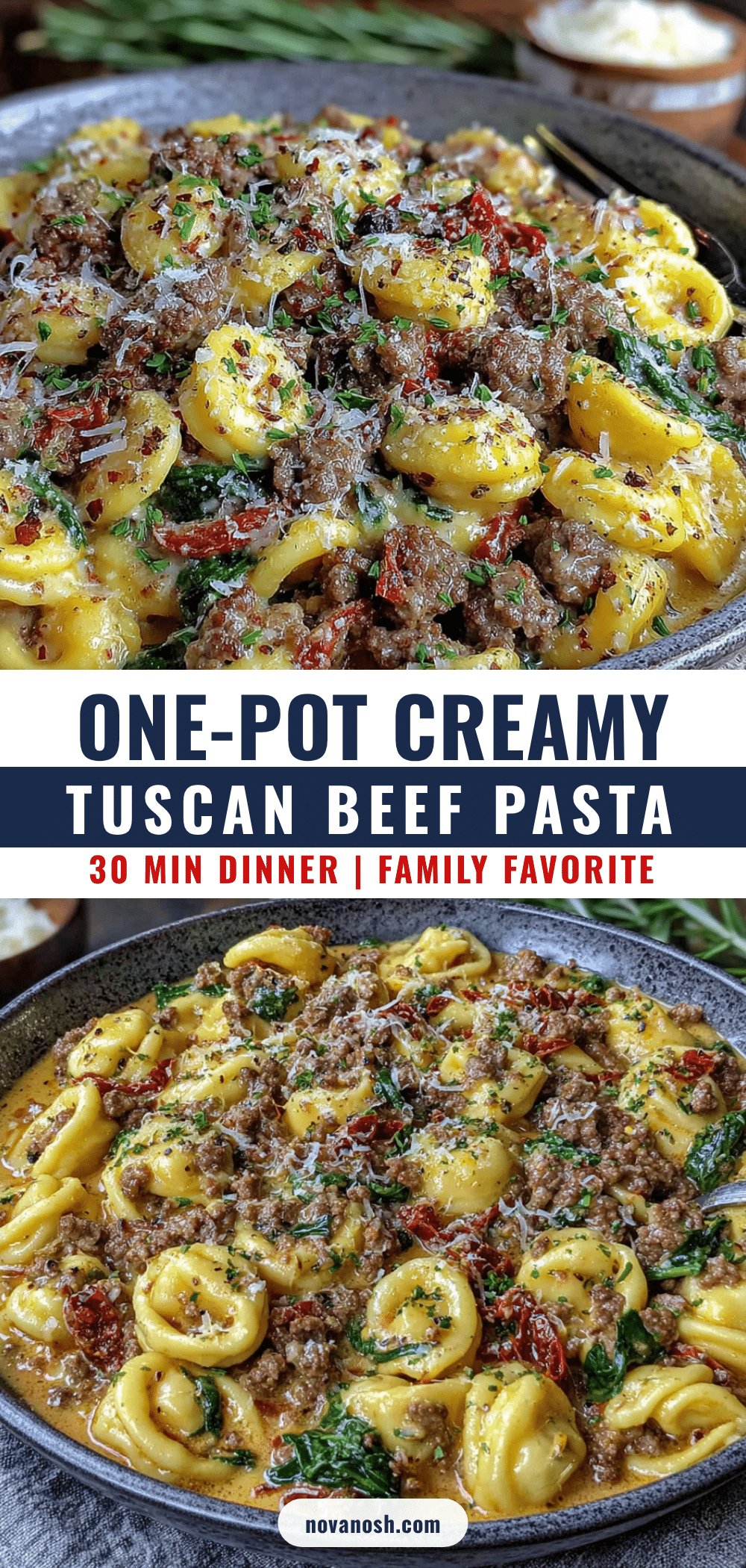 one pot creamy tuscan ground beef pasta recipe