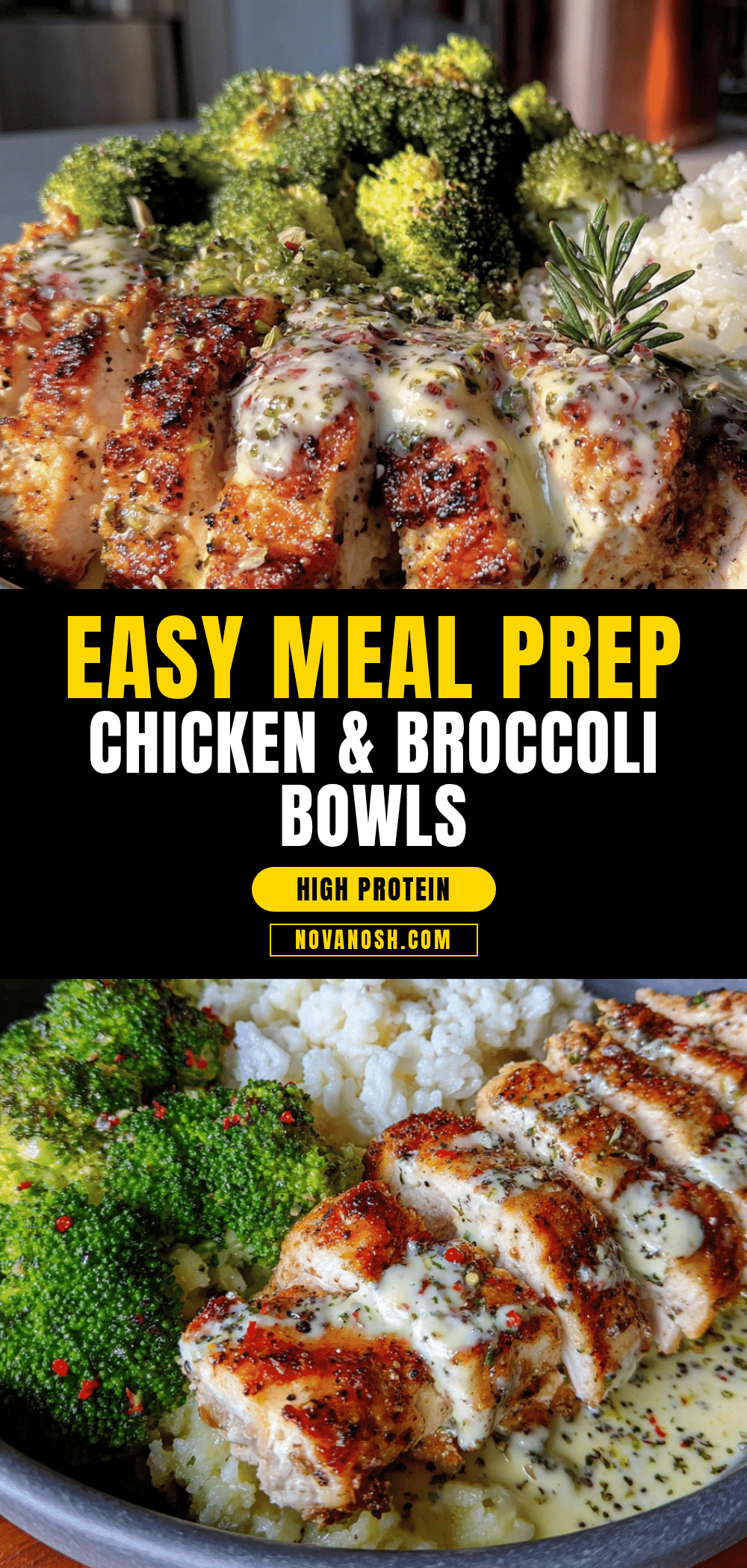 quick & easy meal prep chicken broccoli bowls recipe