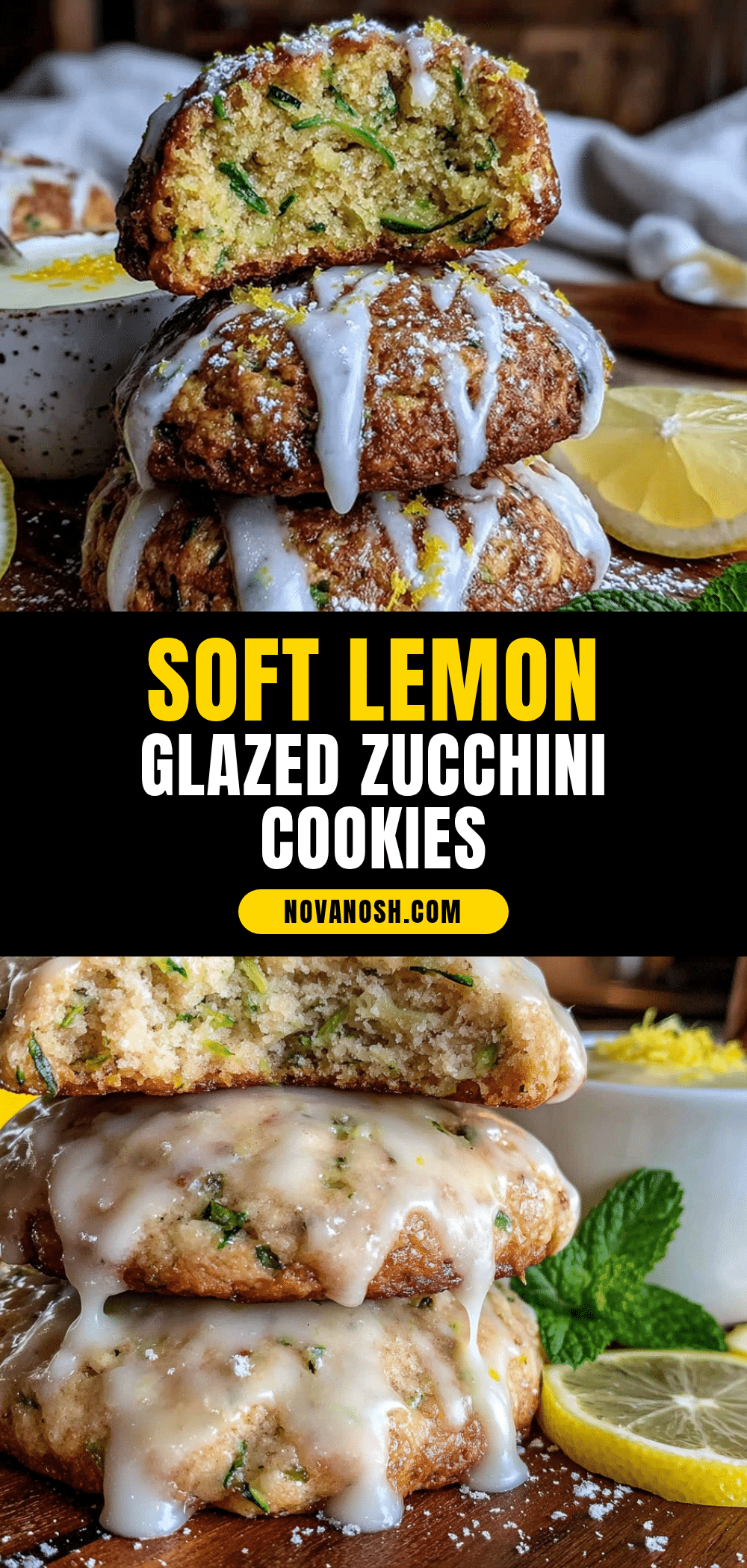 Soft Lemon Glazed Zucchini Cookies recipe