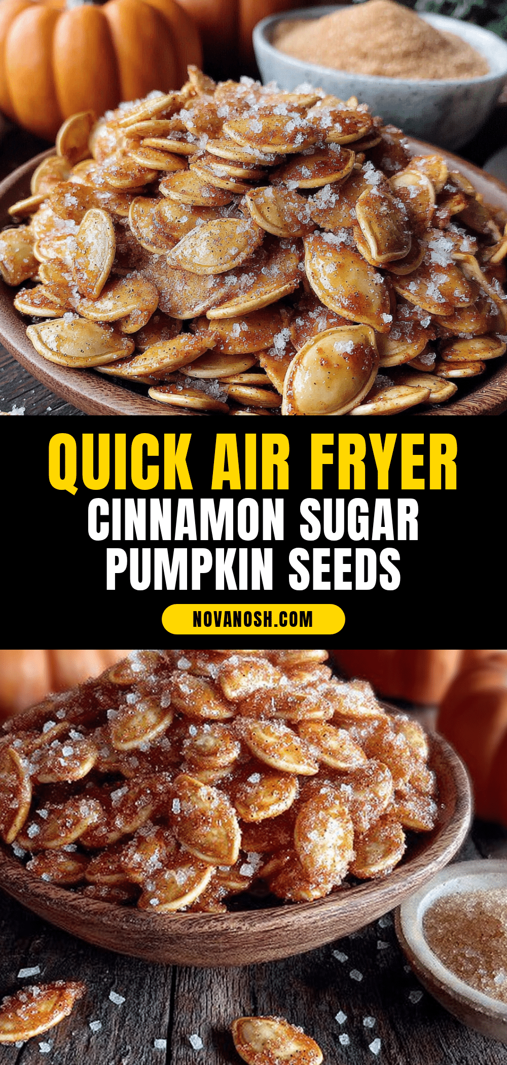 air fryer cinnamon sugar pumpkin seeds recipe