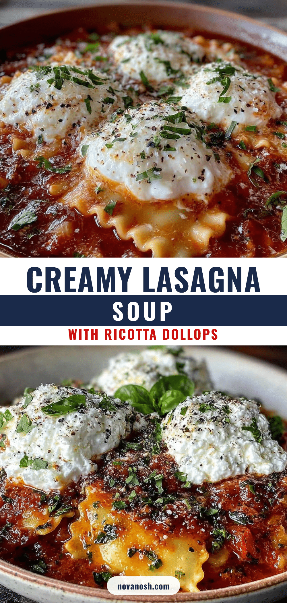 cozy lasagna soup with ricotta dollops recipe