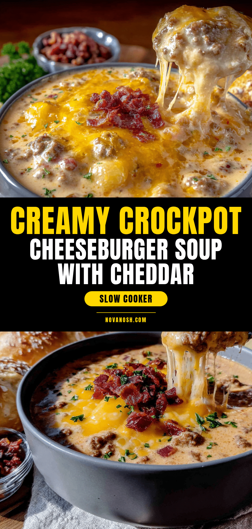 creamy crockpot cheeseburger soup with cheddar recipe