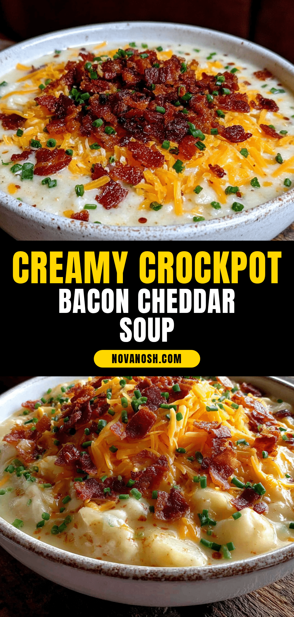 creamy crockpot potato soup with bacon and cheddar recipe