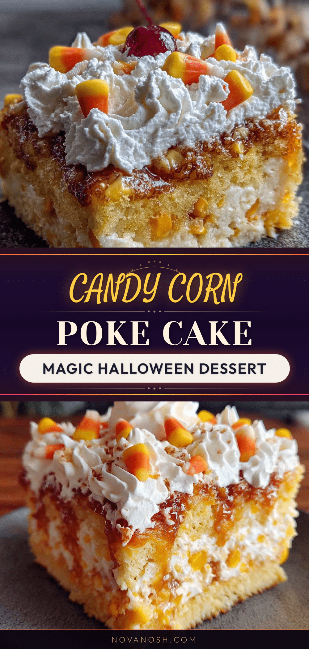 Easy Candy Corn Poke Cake for Halloween recipe