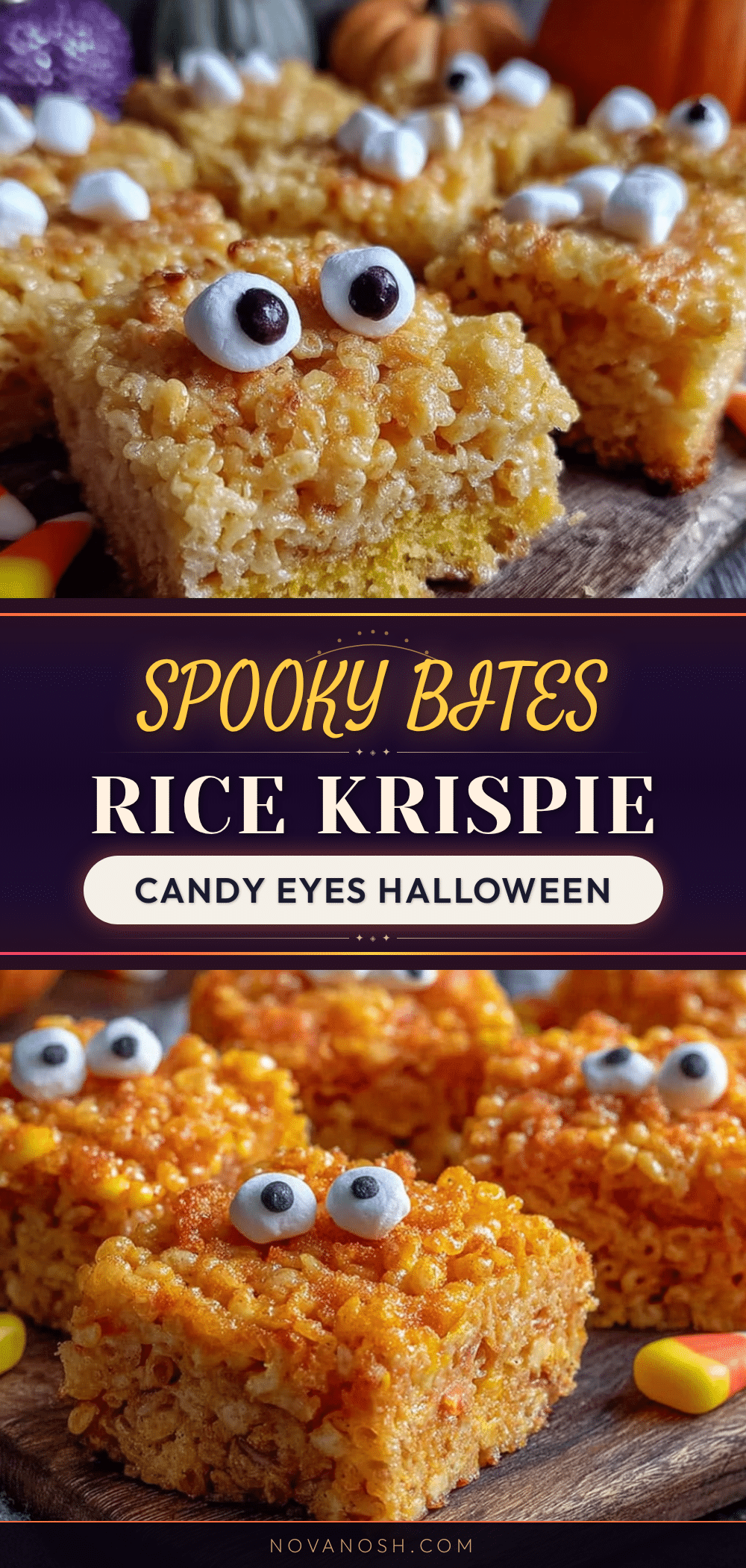 Halloween Rice Krispie Treats with Candy Eyes recipe