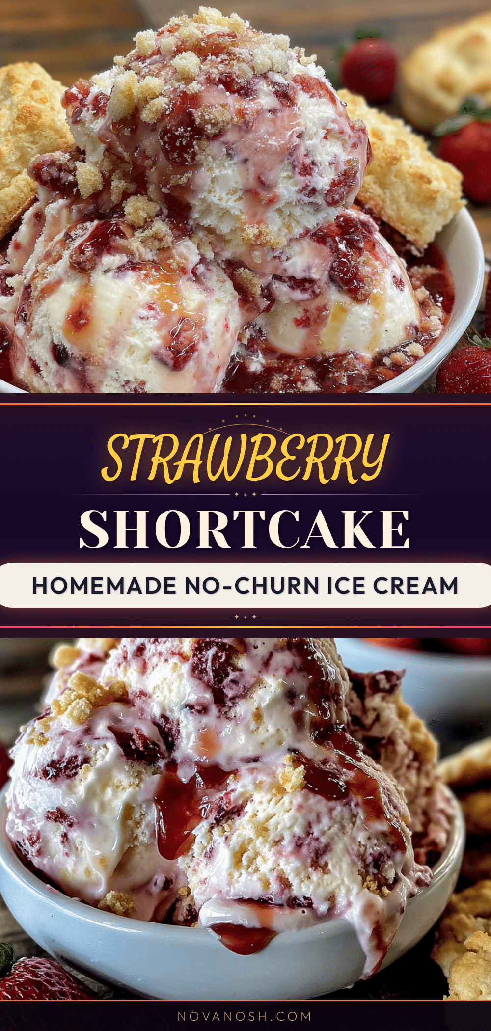 no-churn strawberry shortcake ice cream recipe