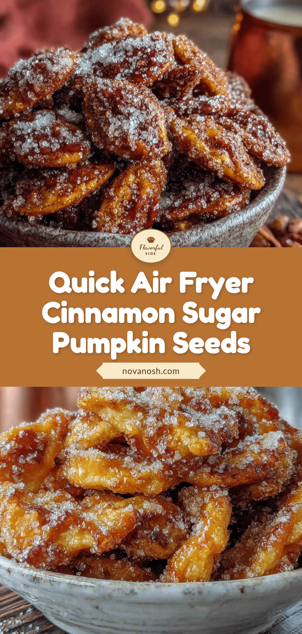 air fryer cinnamon sugar pumpkin seeds recipe
