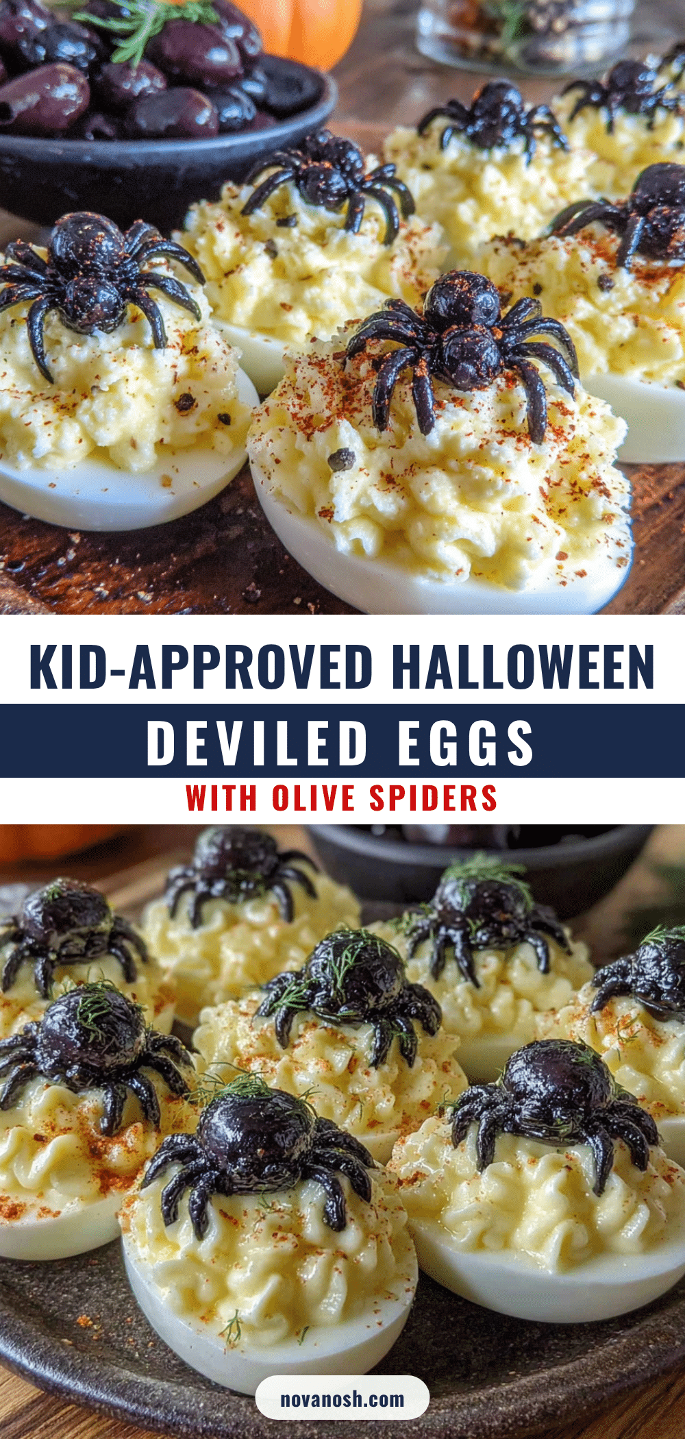 halloween deviled eggs with olive spiders recipe